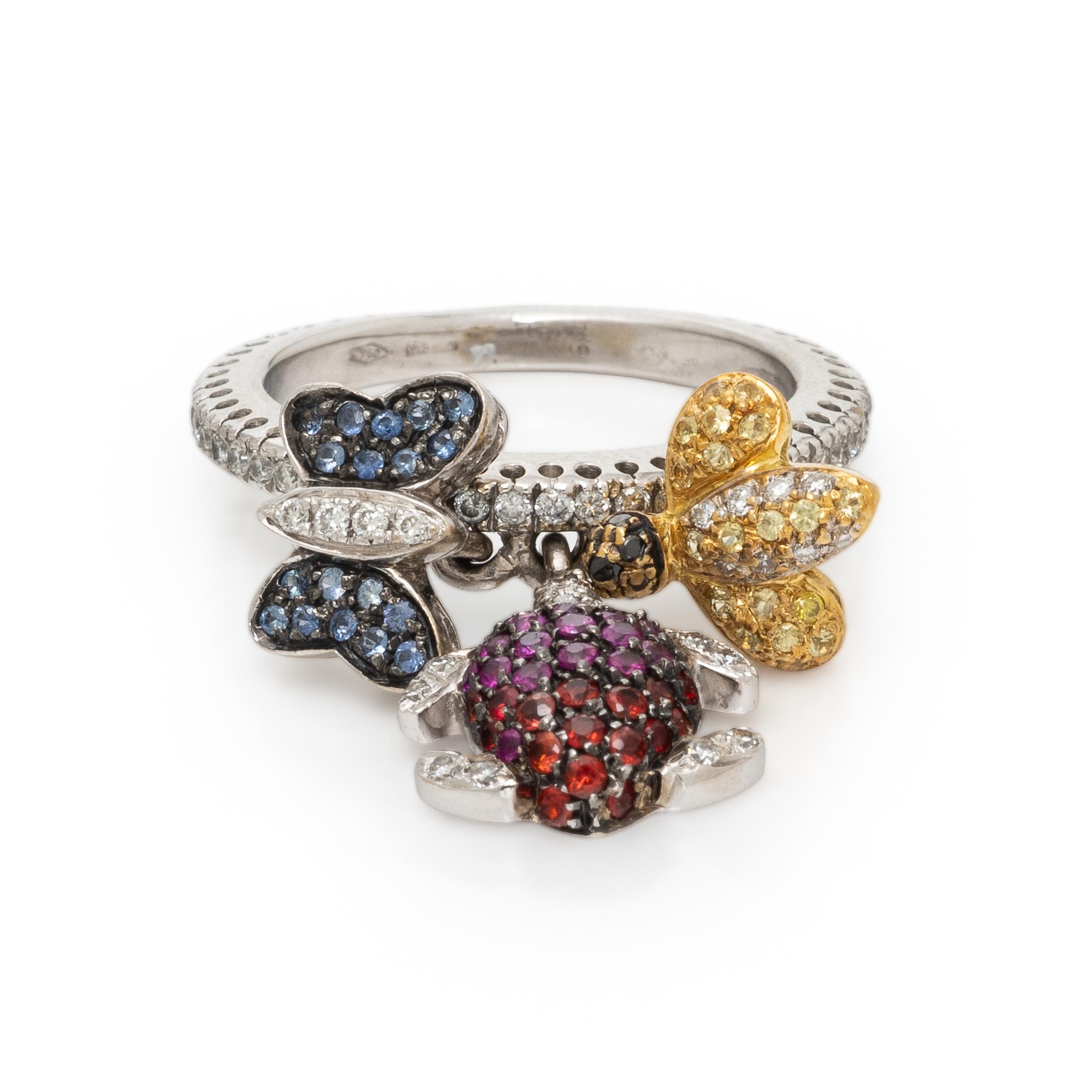 Valente Milano, Diamond, Multigem, and Bicolor Gold Animal Charm Ring