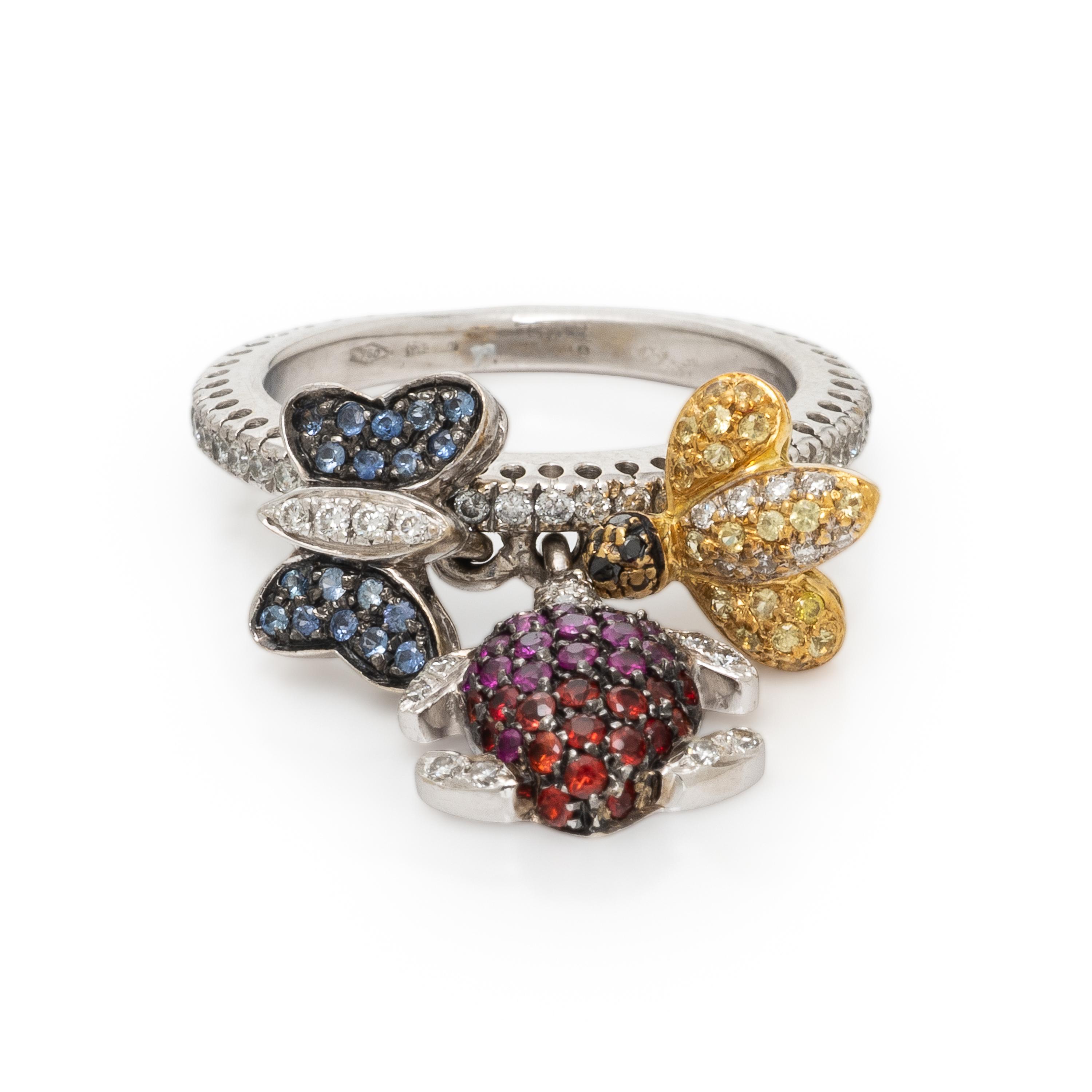 Valente Milano, Diamond, Multigem, and Bicolor Gold Animal Charm Ring