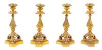 Four French Gilt Bronze Candlesticks Height 11 5/8 inches. — 19TH CENTURY
