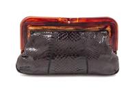 A Black Snakeskin Clutch, 9.75" x 6.5".