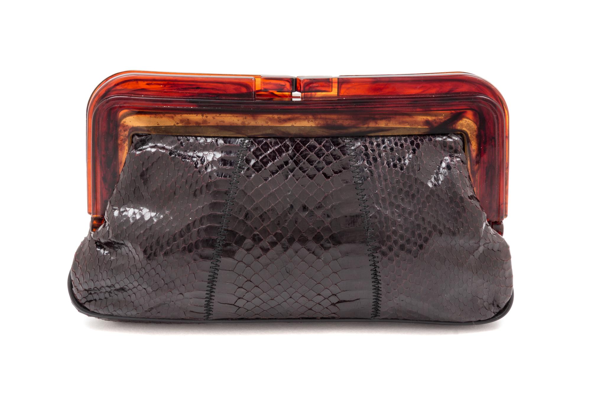 A Black Snakeskin Clutch, 9.75" x 6.5".