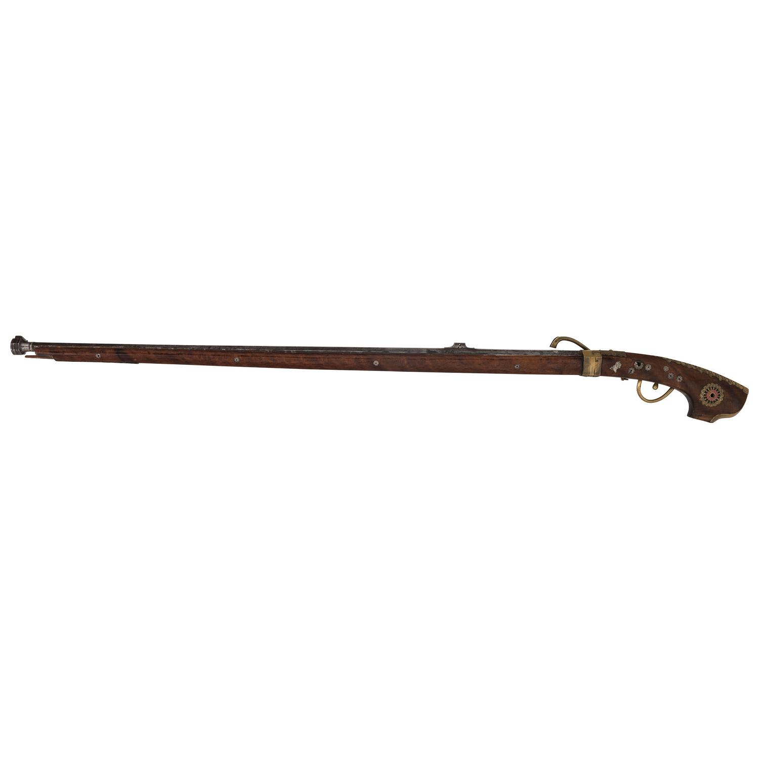 Japanese Tanegashima Matchlock with Powderflasks and Portfolio with Provenance Related to US Army 2nd Lt. Ralph M. Setser