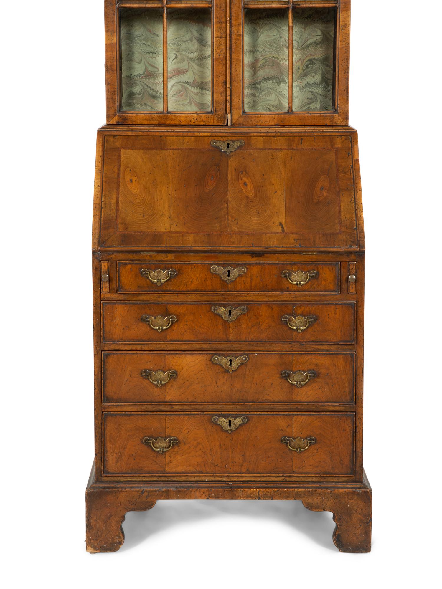 A George I Style Walnut Bureau Bookcase
