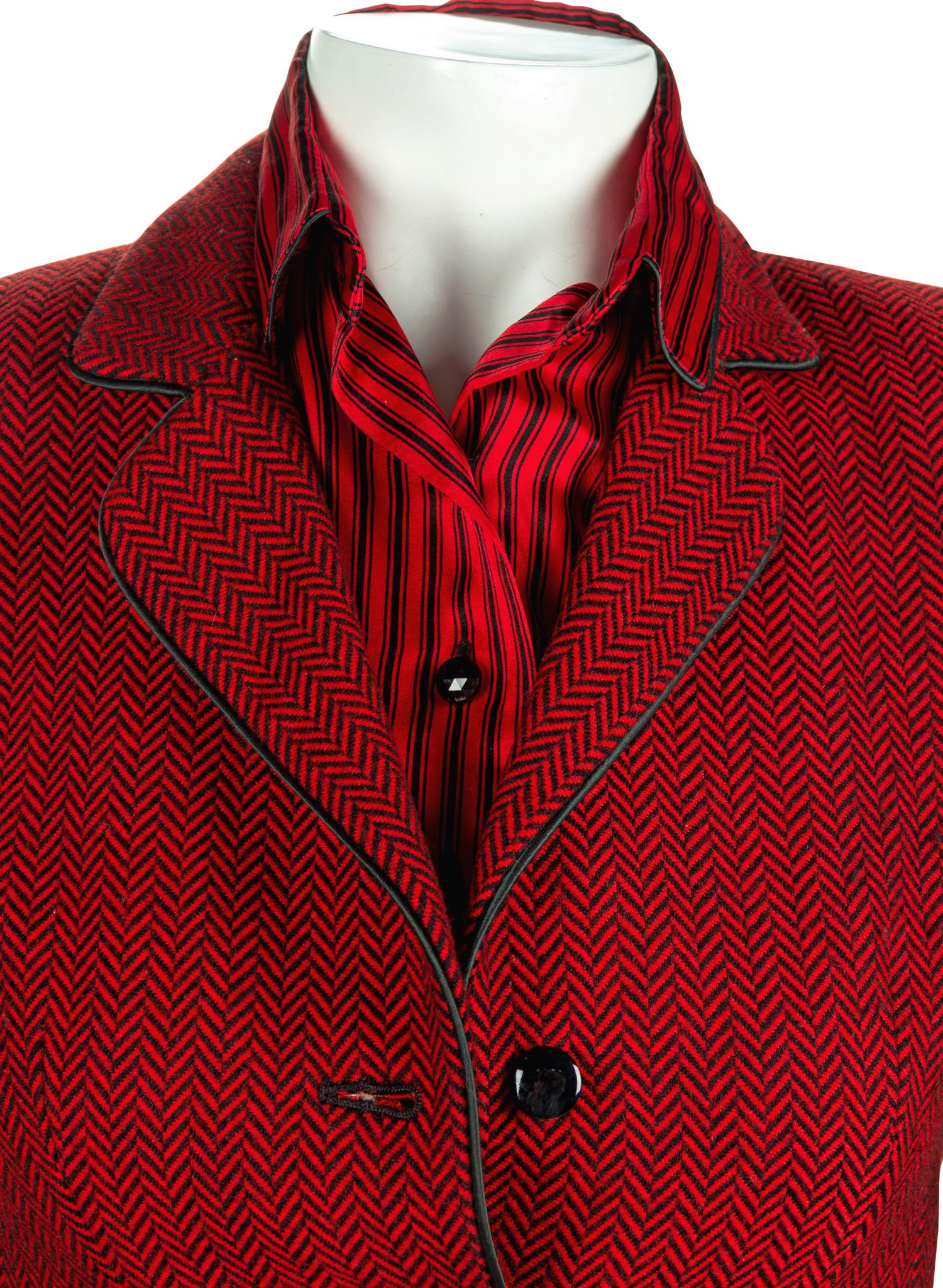 A Nina Ricci Red Tweed Wool Skirt Suit, 1980s