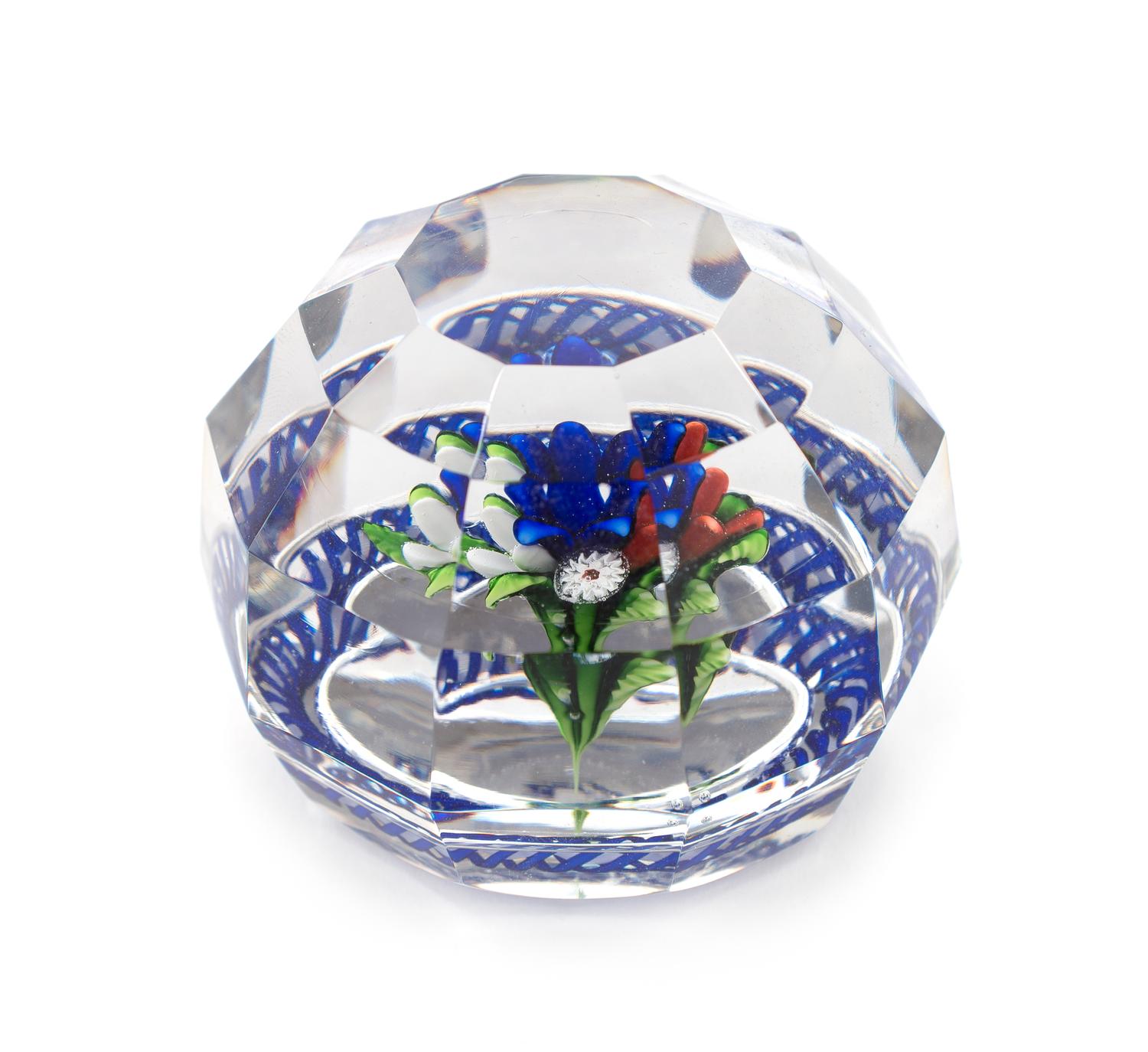 Saint-Louis, France, a faceted upright bouquet paperweight