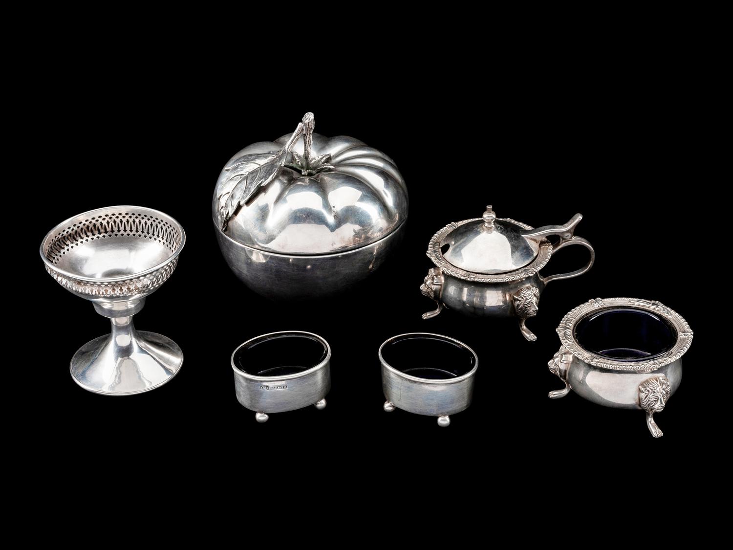 A Collection of Six Silver and Silver-Plate Table Articles