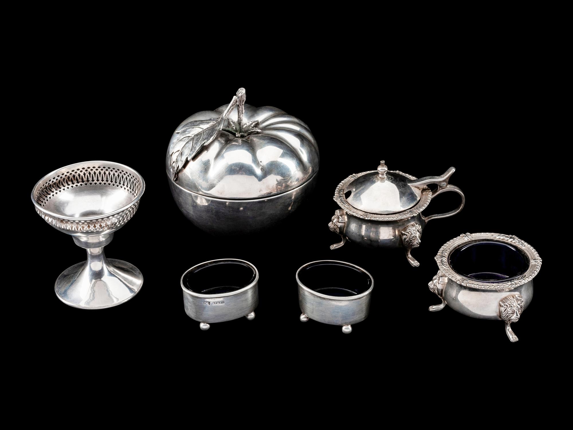 A Collection of Six Silver and Silver-Plate Table Articles