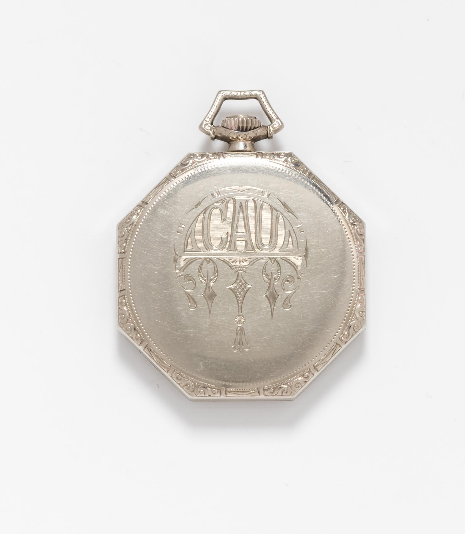 A 14 Karat White Gold Open Face Pocket Watch, Howard Watch Co.,