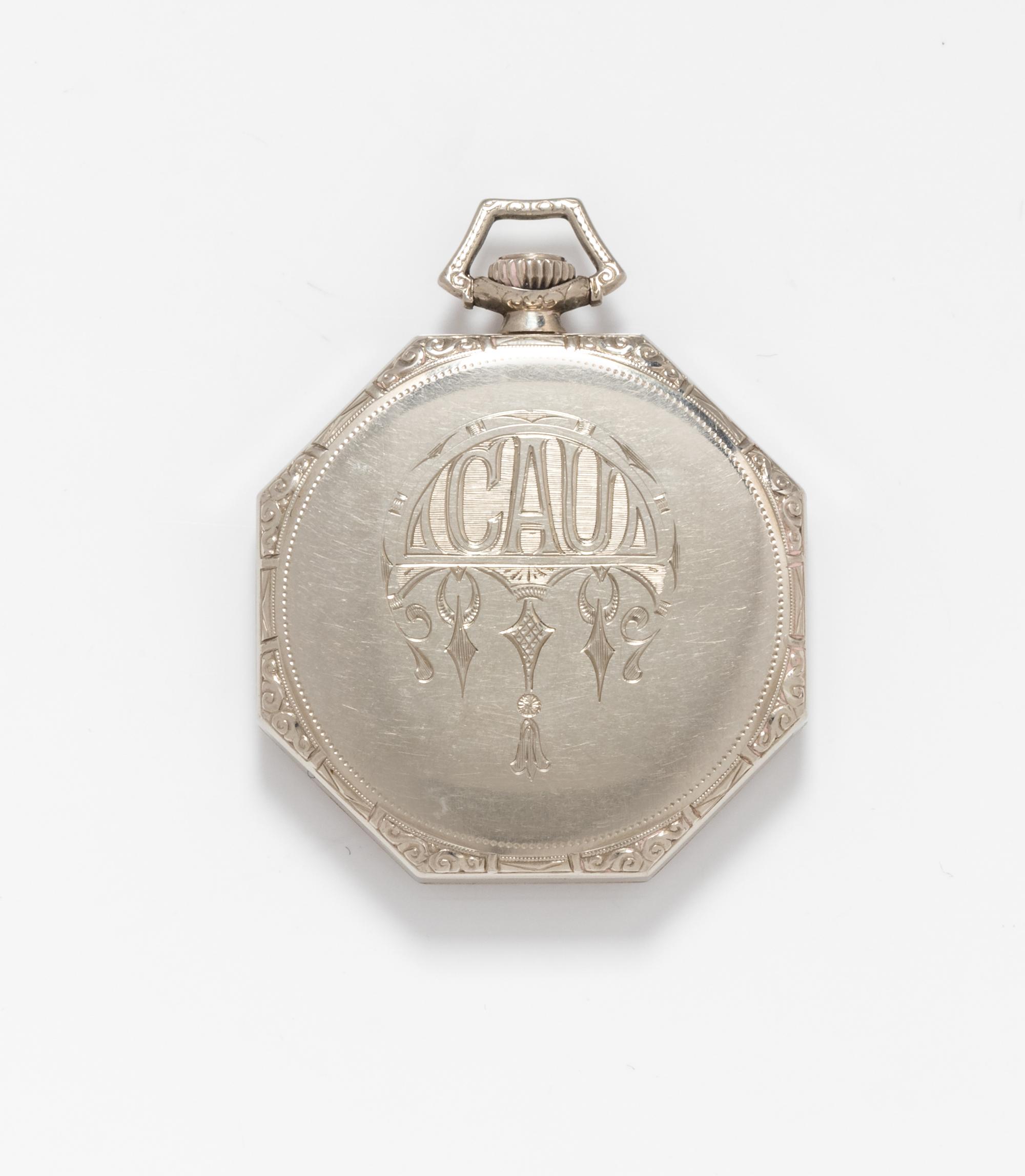 A 14 Karat White Gold Open Face Pocket Watch, Howard Watch Co.,
