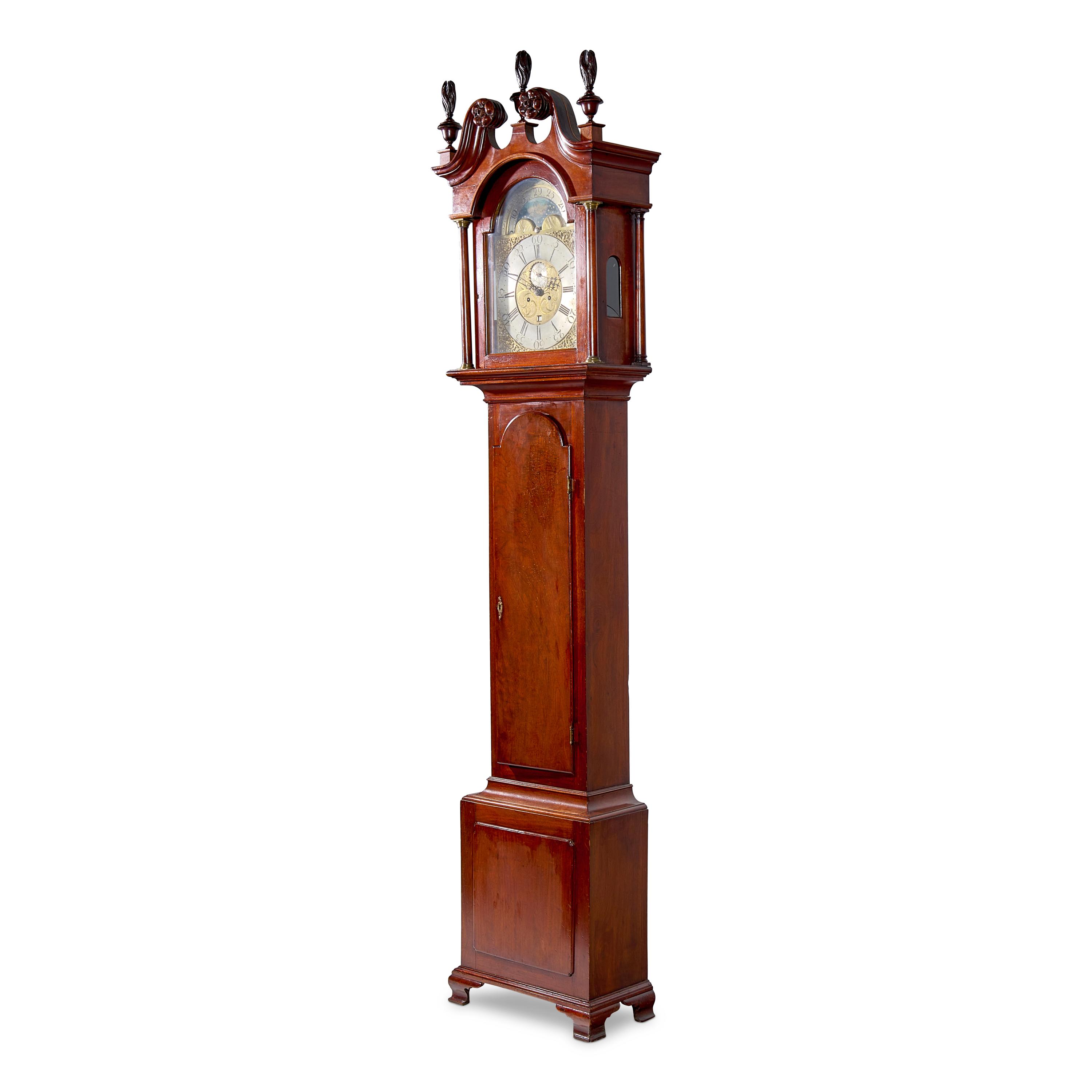A Southern Chippendale Carved Walnut Tall Case Clock