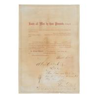 Wells, Henry (1805-1878) and William Fargo (1818-1881). Partly printed document signed ("Wm. Fargo") and ("Henry Wells"), New York, 30 November 1861.