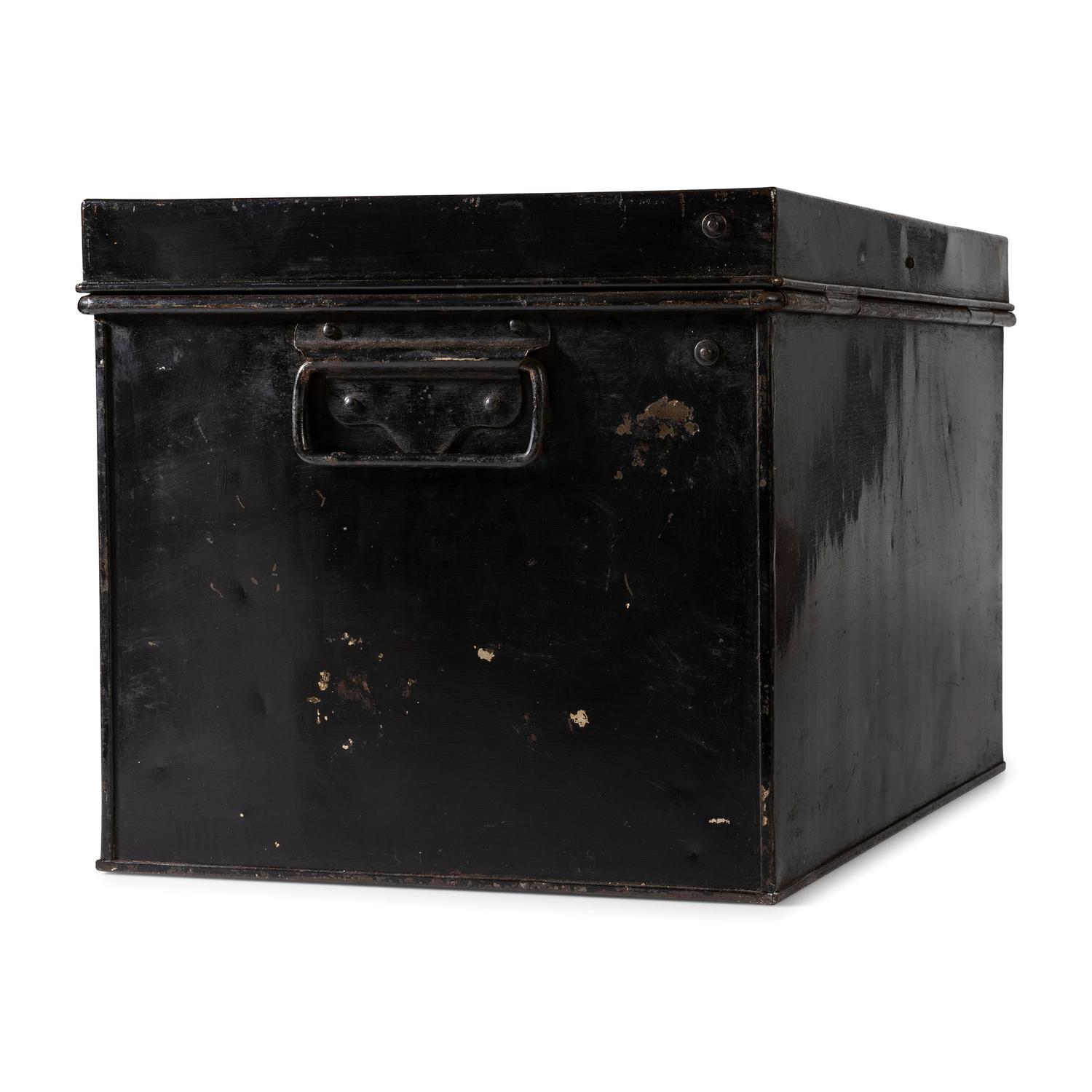 A Painted Tin Morphine Storage Box