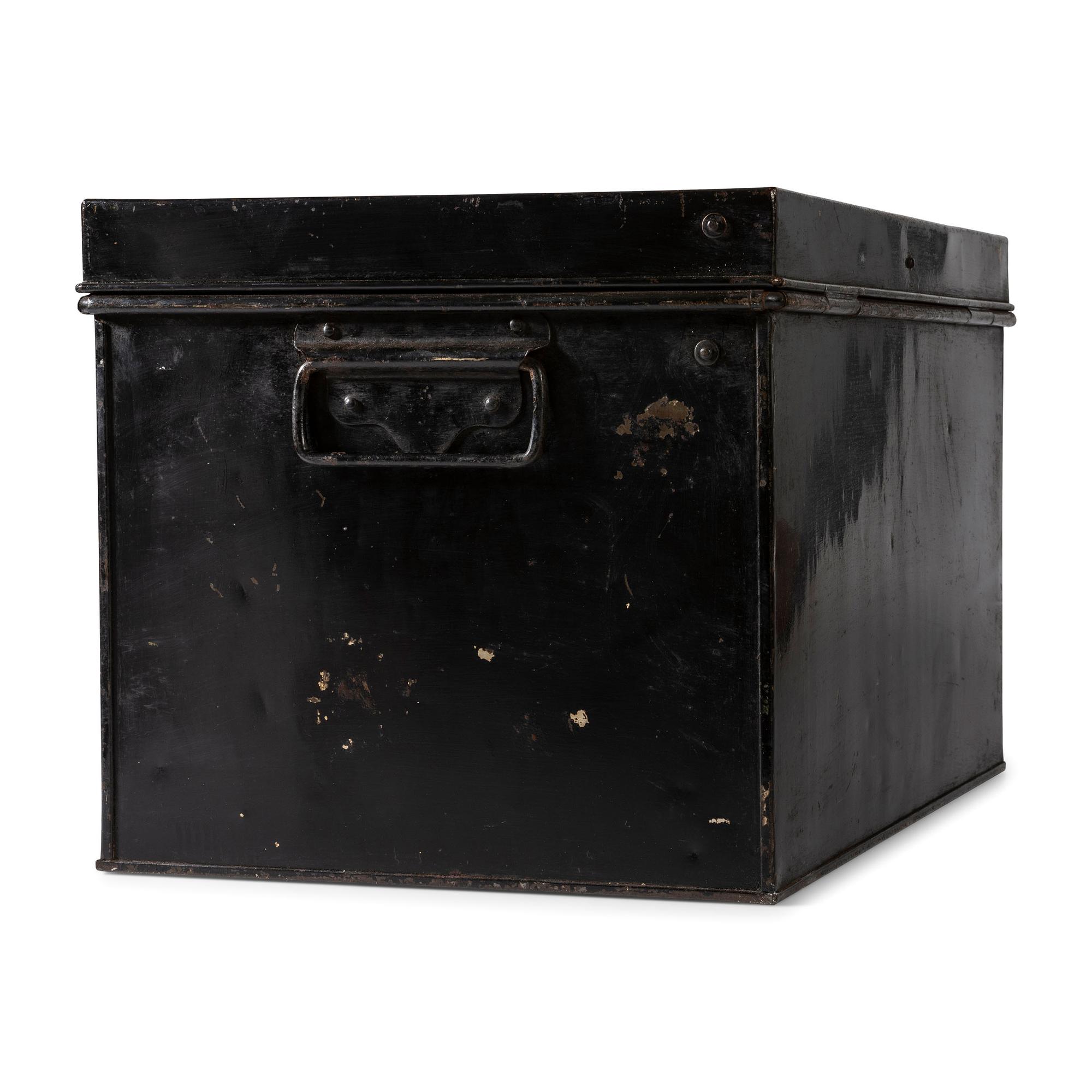 A Painted Tin Morphine Storage Box