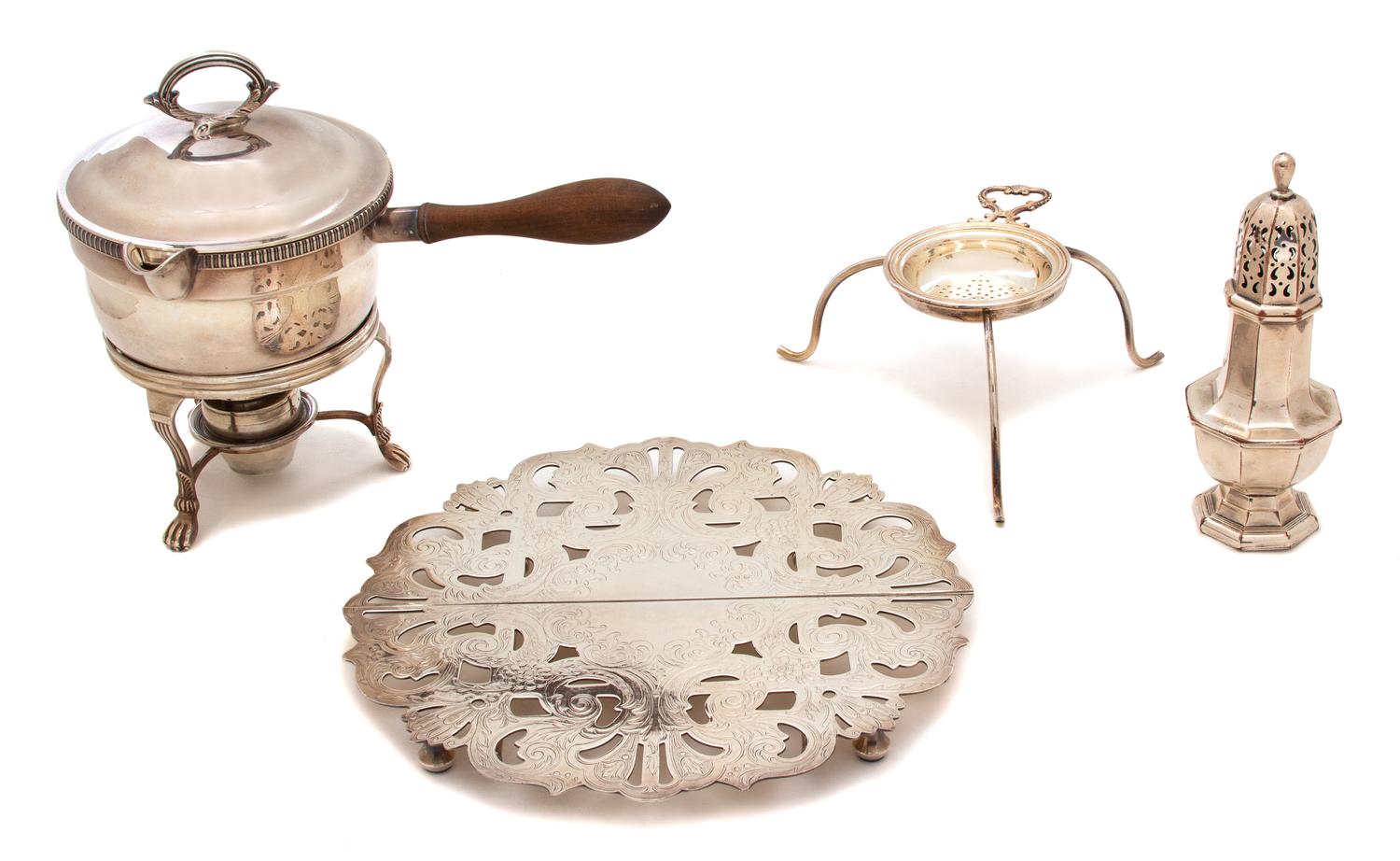 Four Miscellaneous Silver Plate Articles Height of largest 7 3/4 inches. — 20TH CENTURY