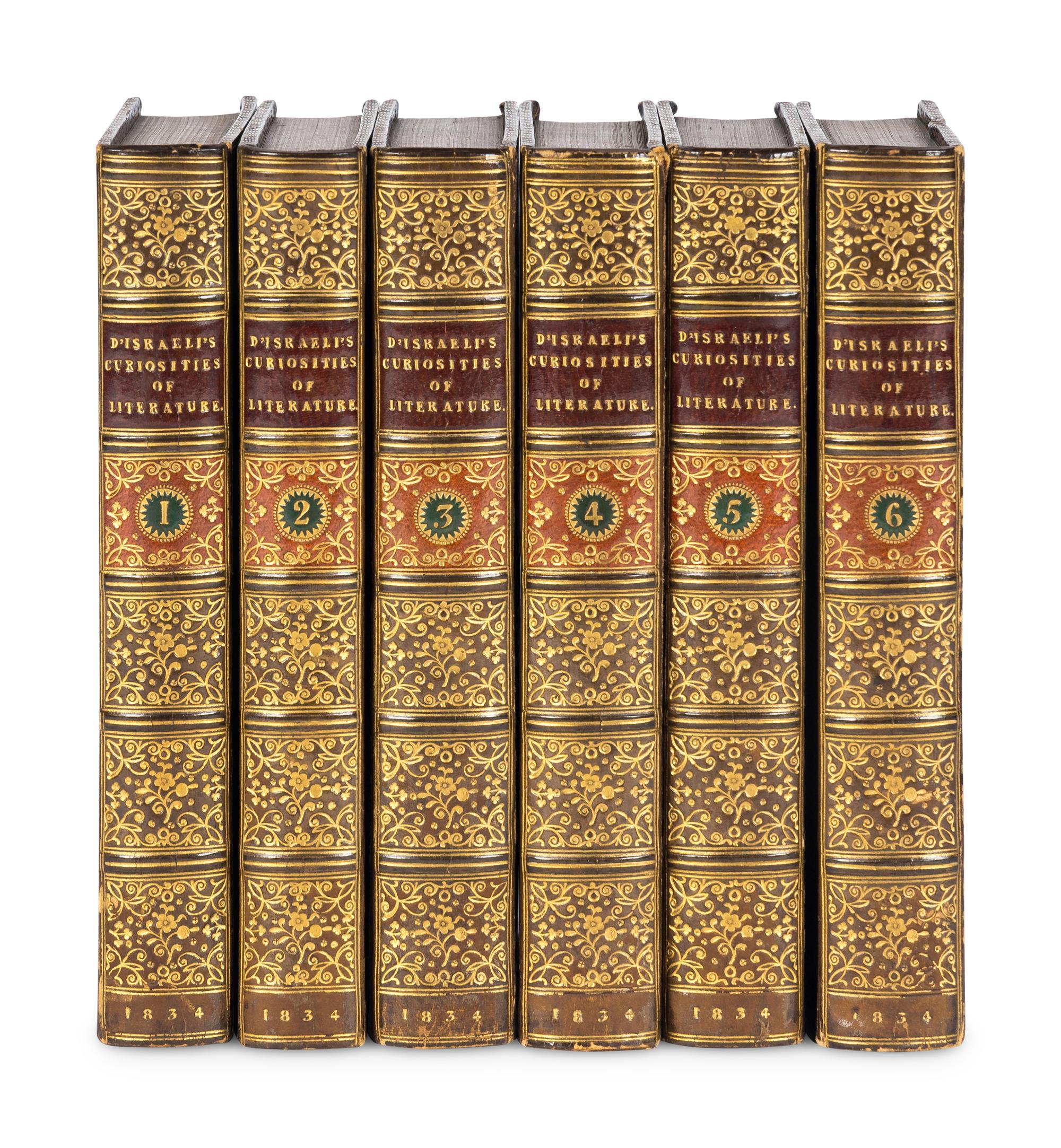 [BINDINGS]. A group of 175 volumes, most in fine full or half leather bindings, including works relating to American and European literature and poetry.