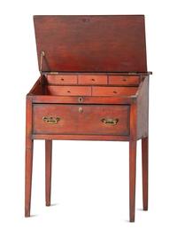 A Country Federal Red-Painted Pine School Master's Desk