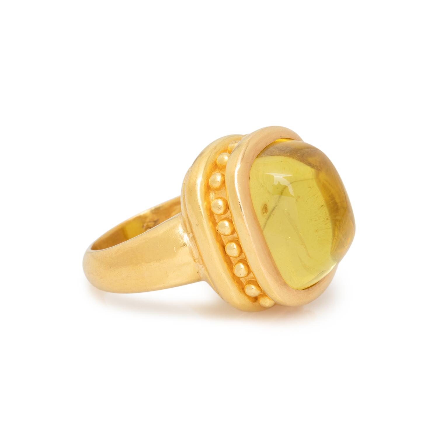 ELIZABETH LOCKE, YELLOW GOLD AND CITRINE RING