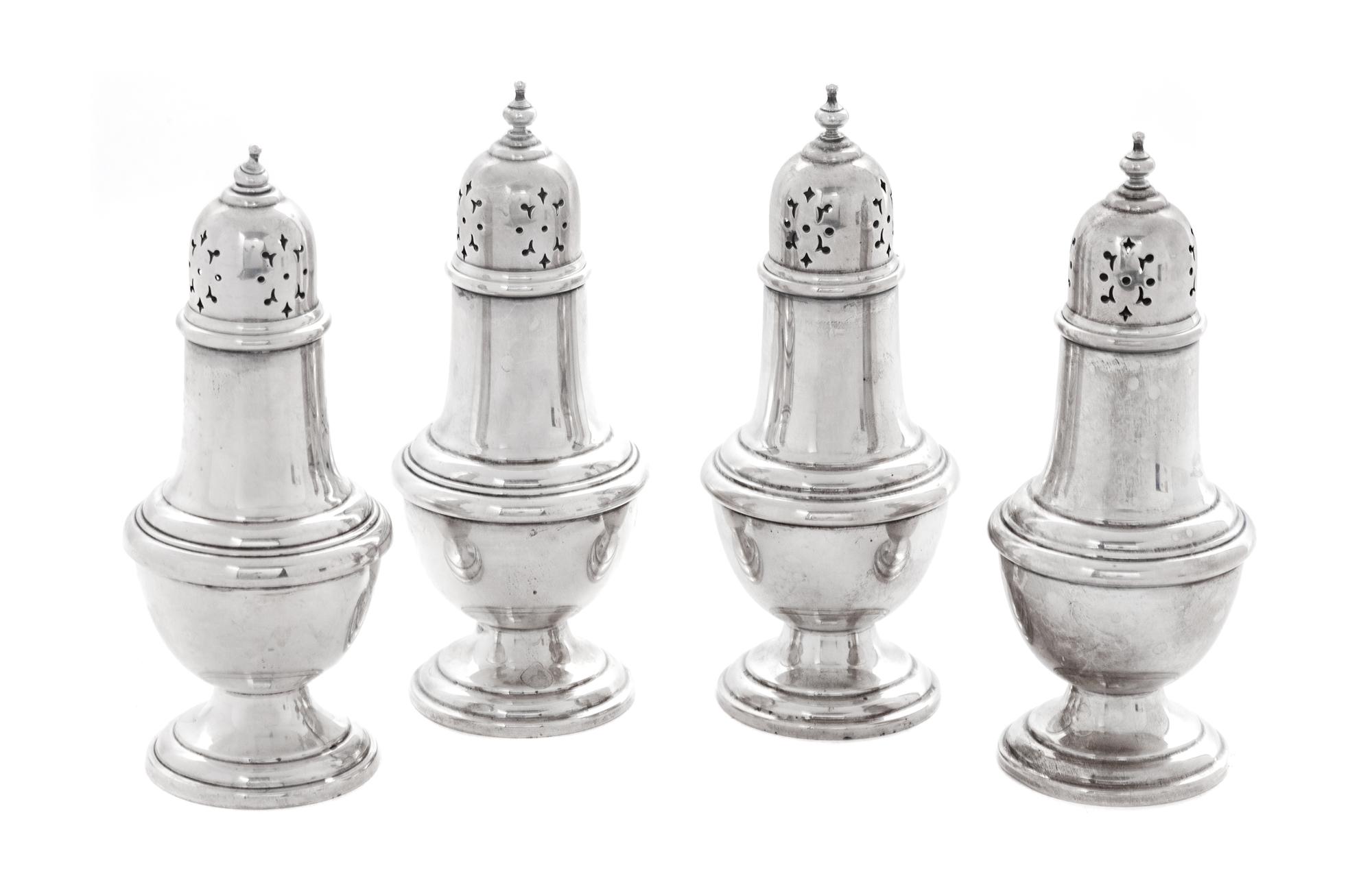 A Set of Four American Silver Casters, Gorham Mfg. Co., Providence, RI,
