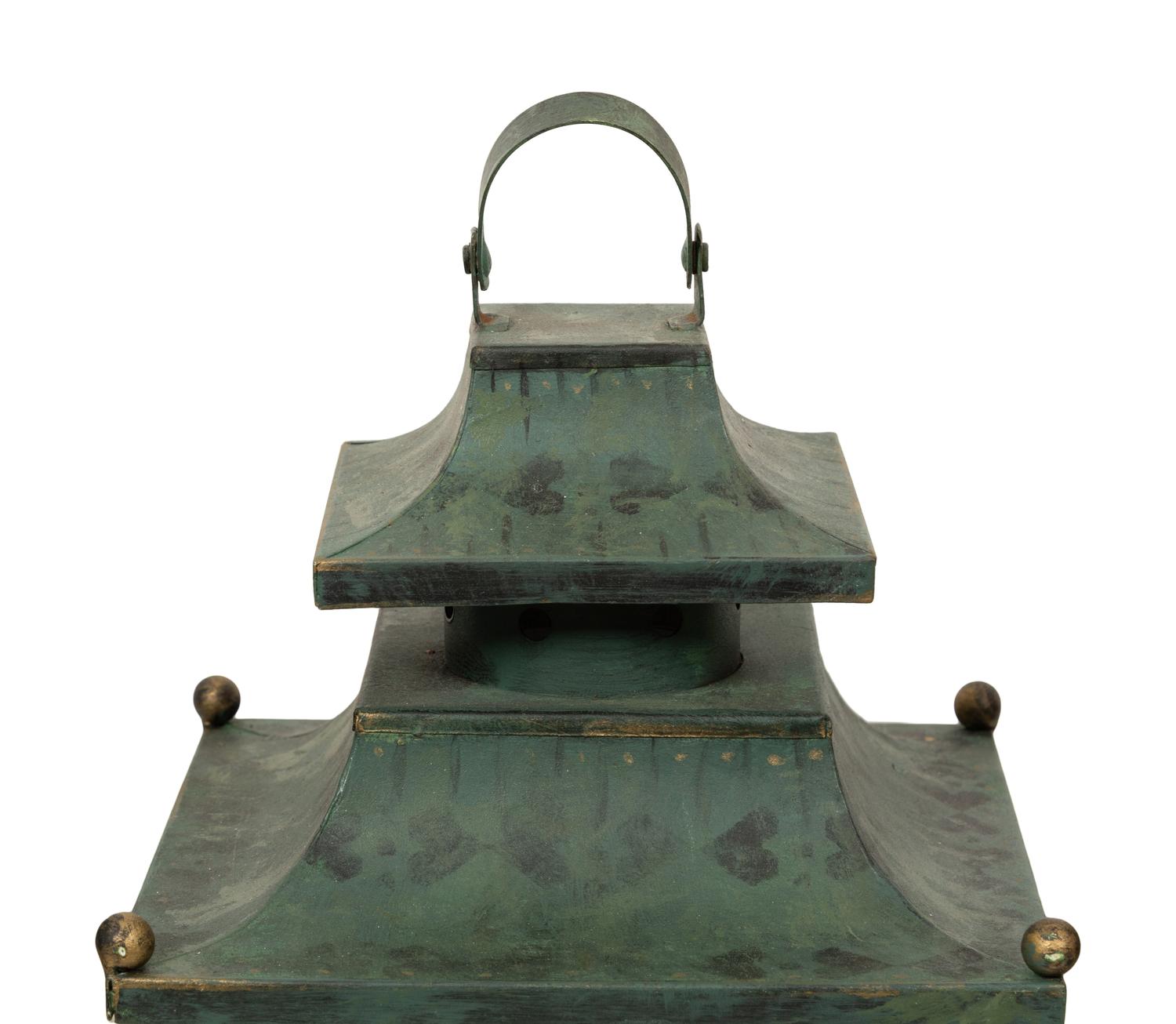 Two Pairs of Painted Steel Lanterns