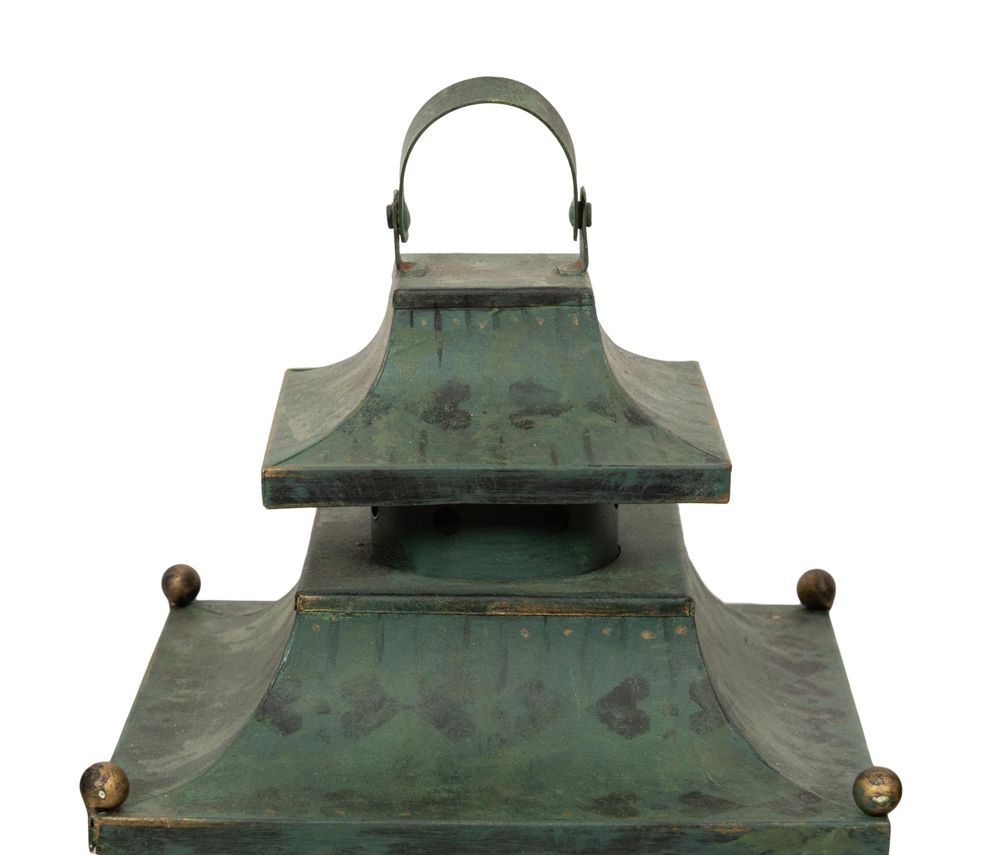 Two Pairs of Painted Steel Lanterns