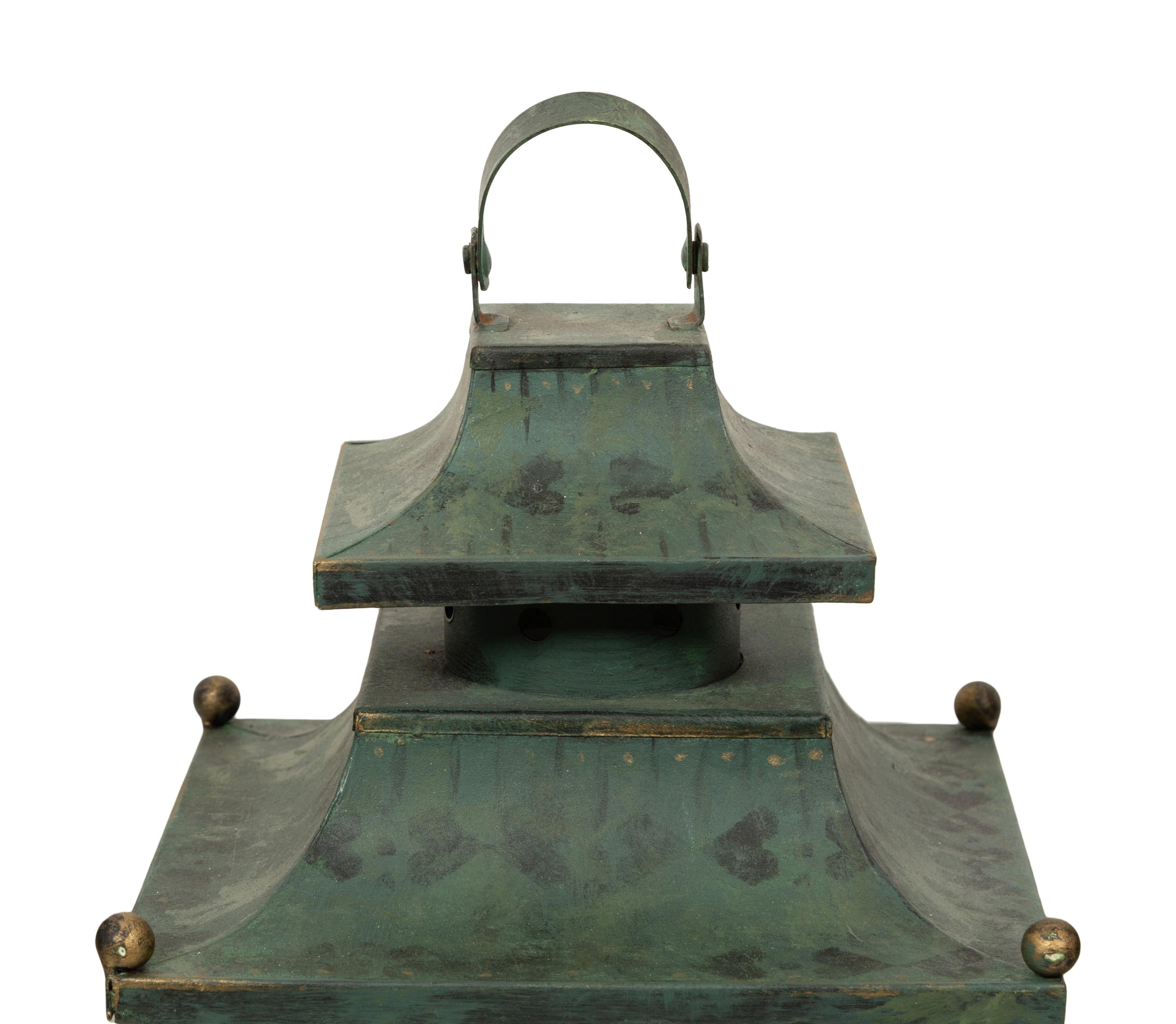 Two Pairs of Painted Steel Lanterns