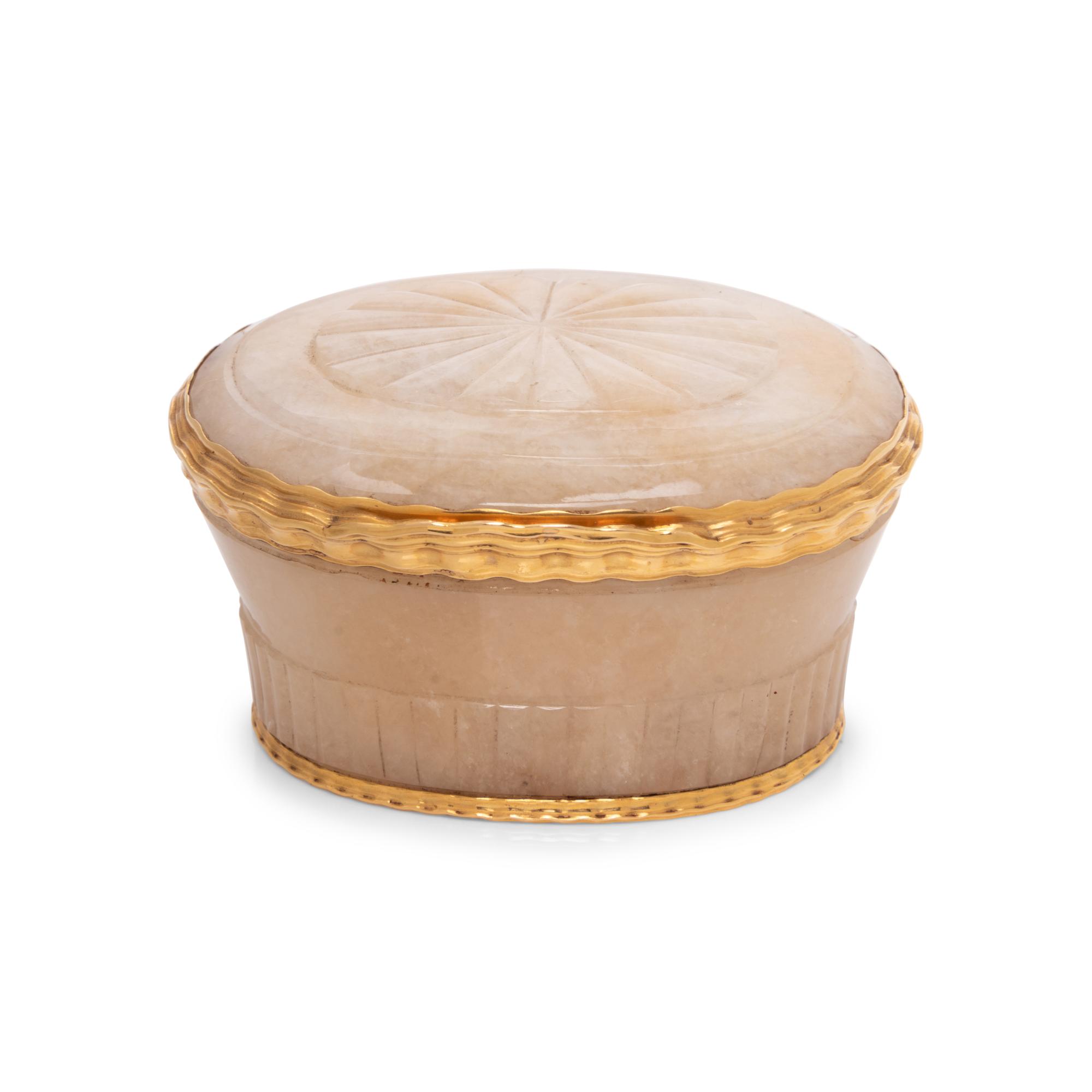 A Louis XVI Gold Mounted Carved Agate Snuff Box