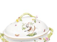 A Herend Rothschild Bird Porcelain Tureen and Covered Vegetable Dish