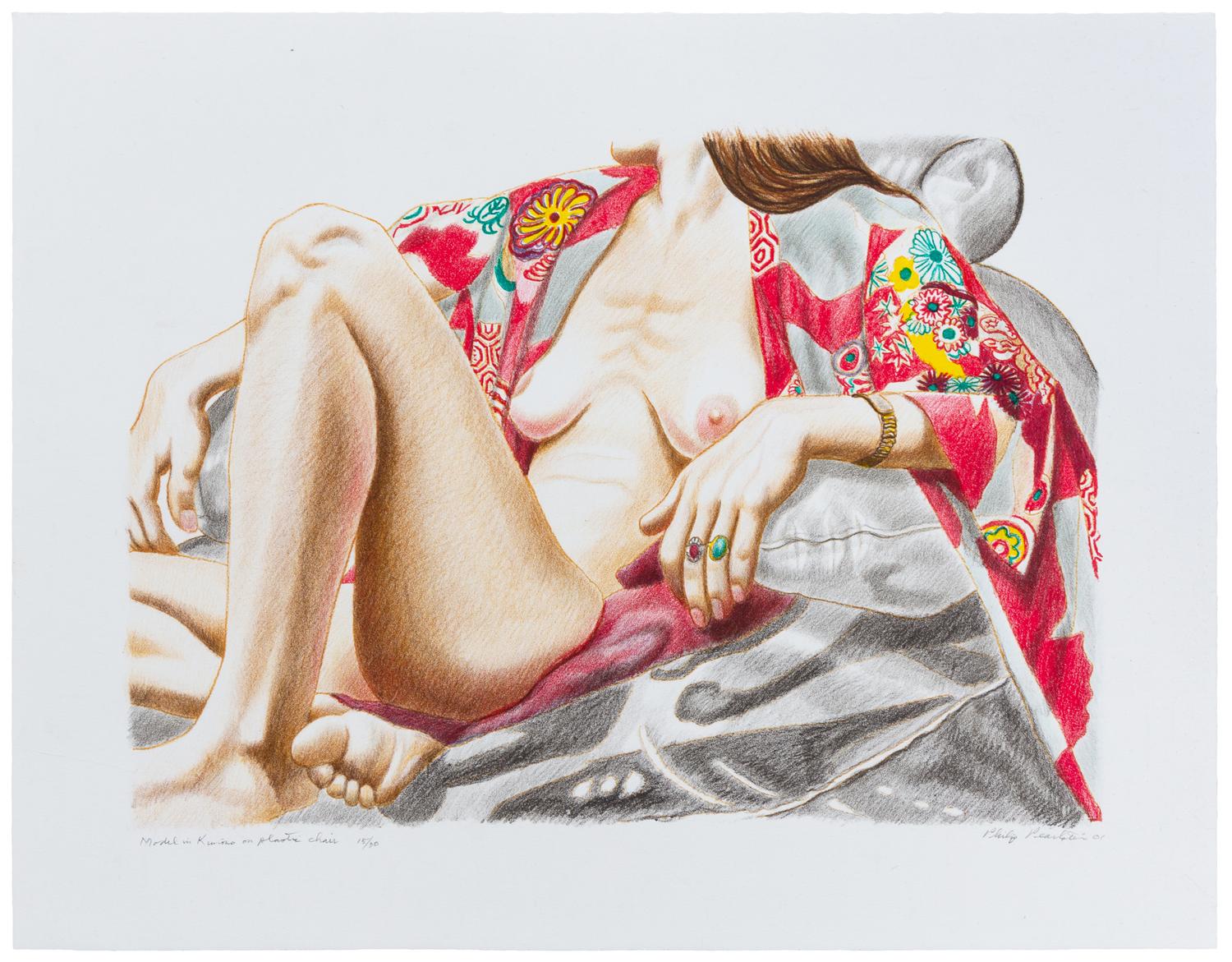 Philip Pearlstein, (American, b. 1927), Model in Kimono on Plastic Chair, 2001