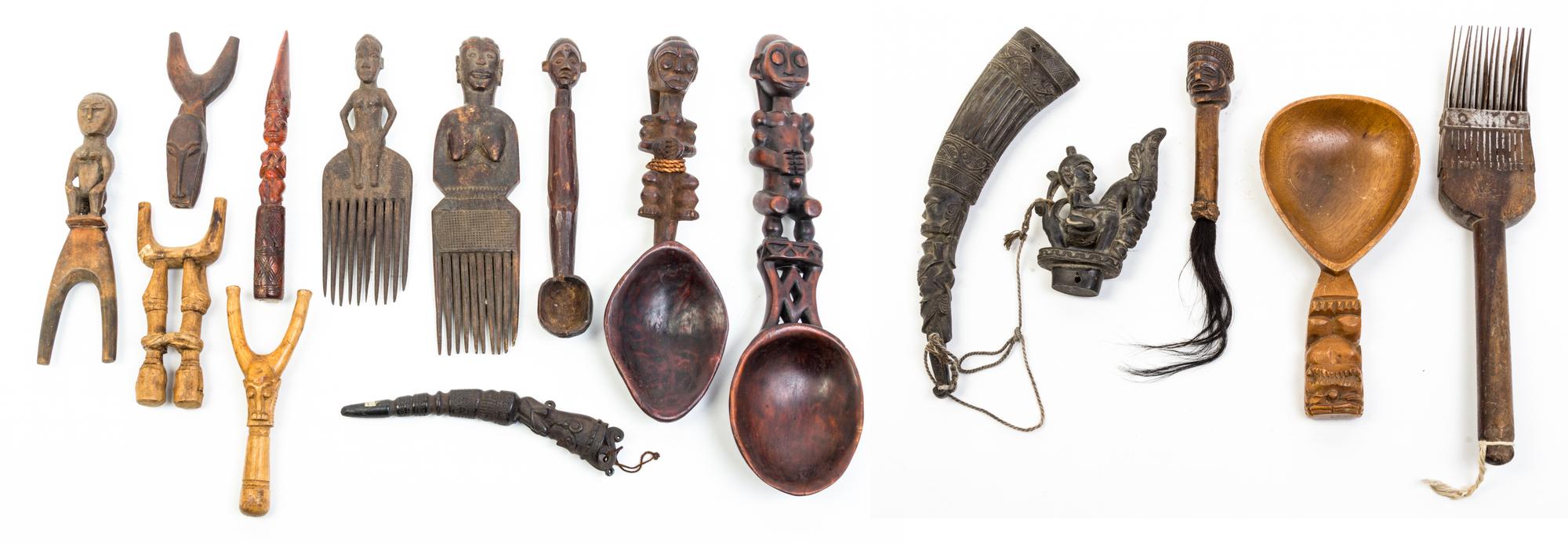 A Collection of Wood and Horn Articles Length of longest 24 inches.