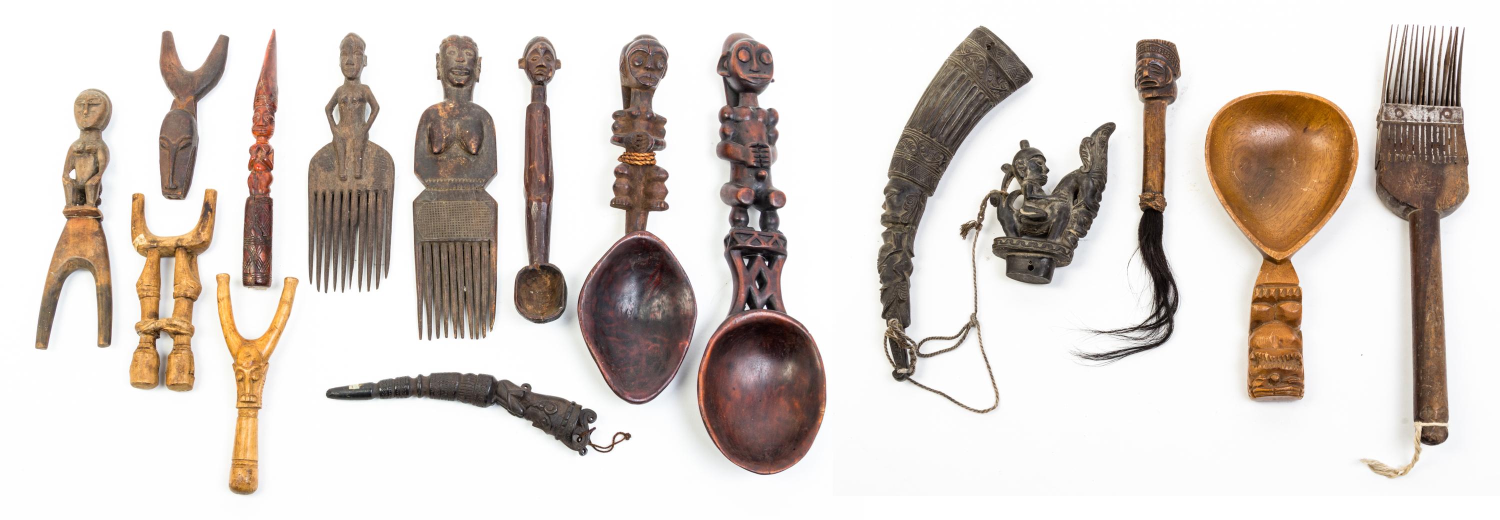 A Collection of Wood and Horn Articles Length of longest 24 inches.