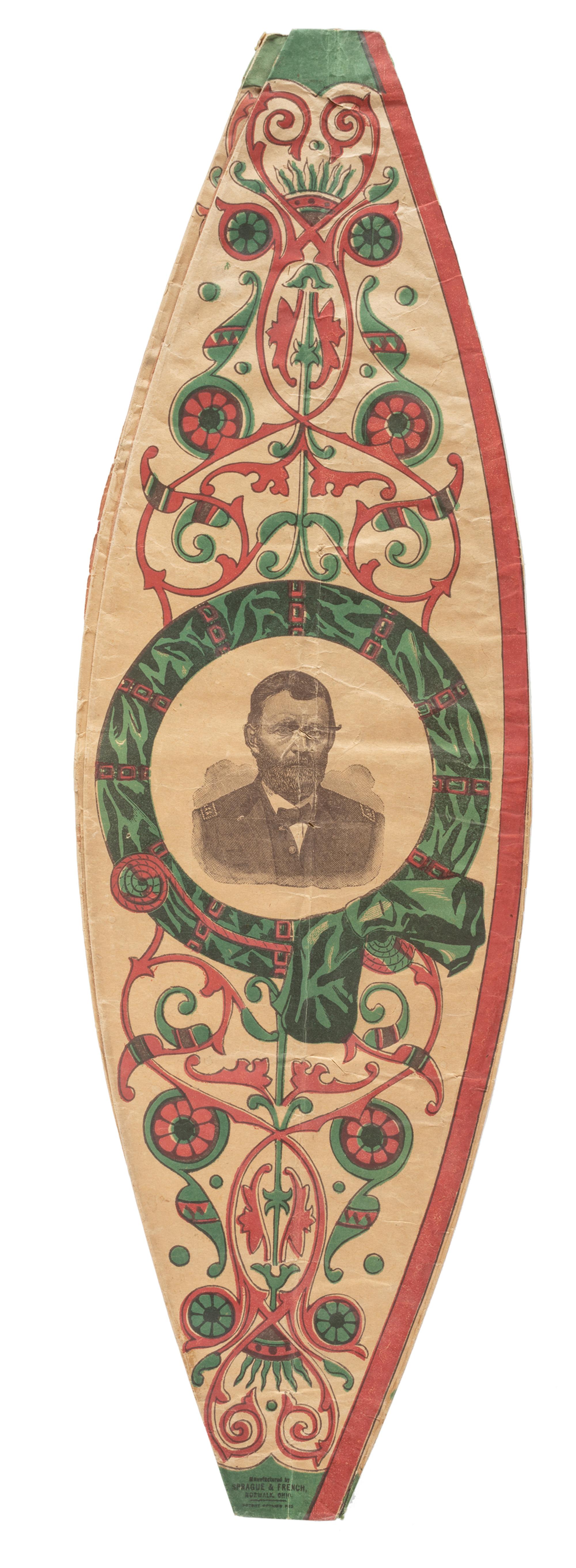 [GRANT, Ulysses S. (1822-1885)]. Paper balloon lantern with portrait of Grant. Norwalk, OH: Sprague & French, ca 1880.