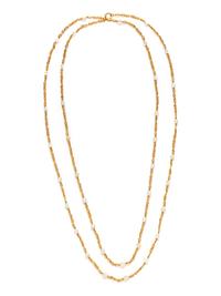 ANTIQUE, YELLOW GOLD AND PEARL LONGCHAIN NECKLACE