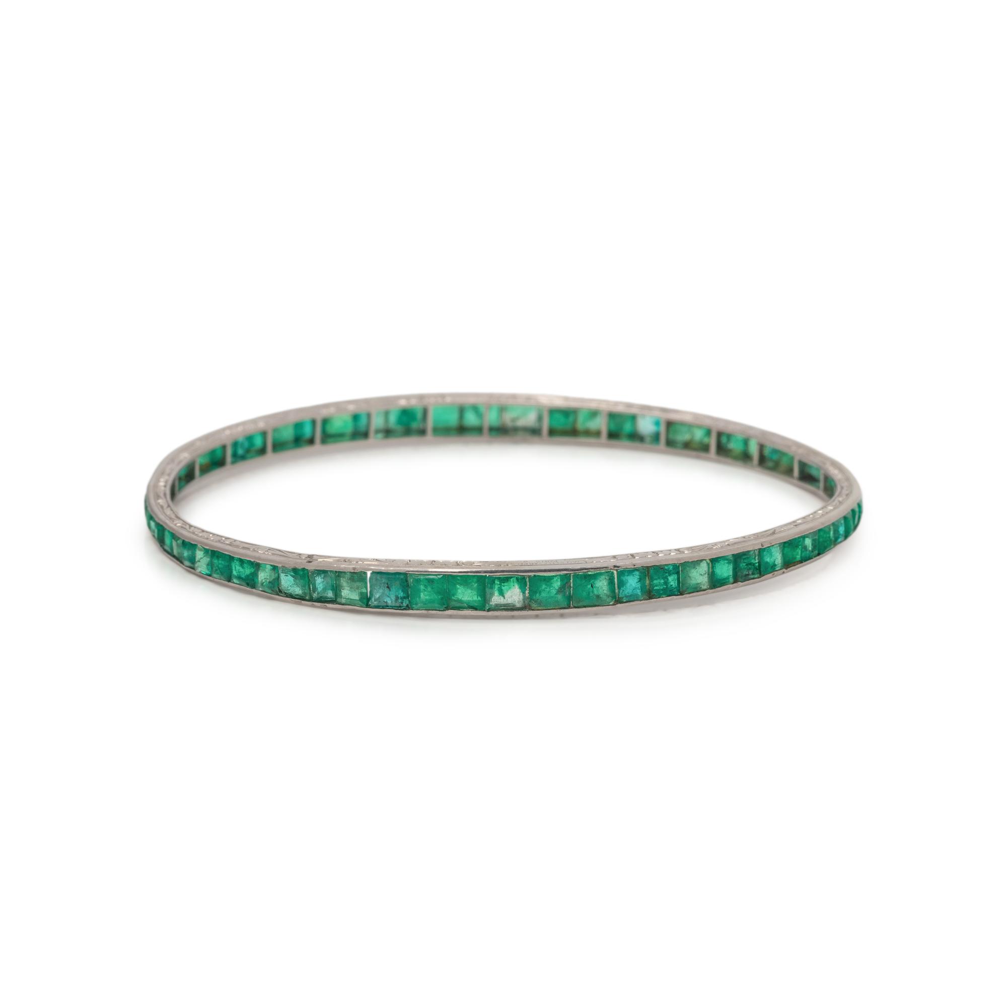 VAN CLEEF & ARPELS, ART DECO, EMERALD BANGLE BRACELET
