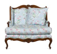 A Louis XV Style Mahogany Marquise with Blue Scalamandré Upholstery