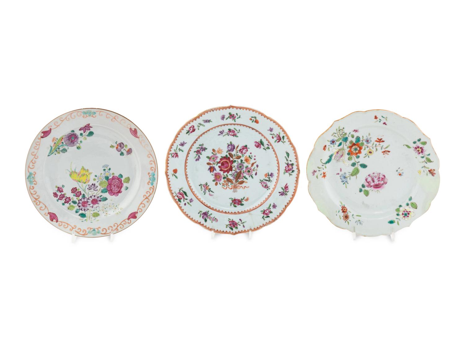 Three Chinese Export Porcelain Plates