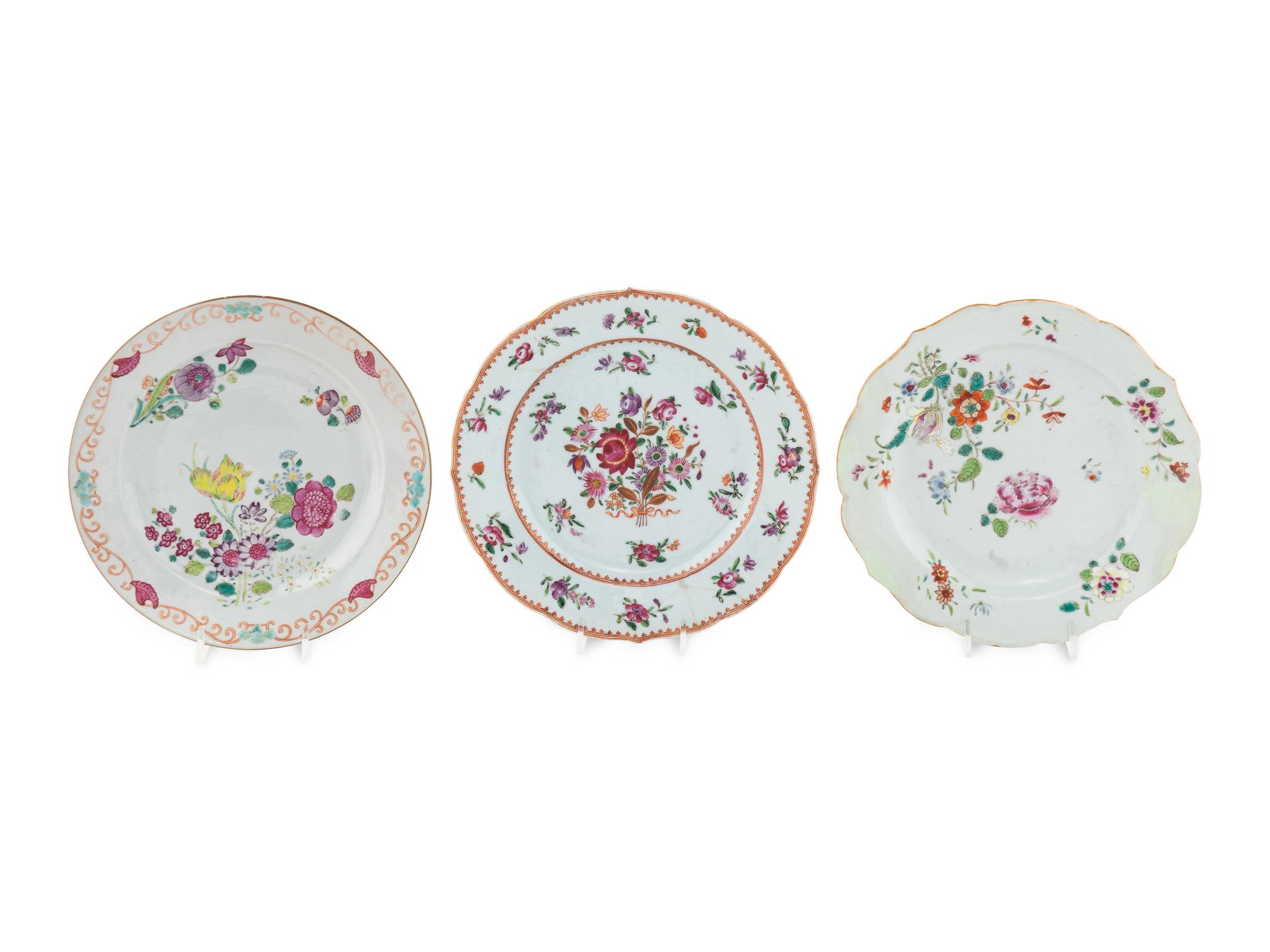 Three Chinese Export Porcelain Plates