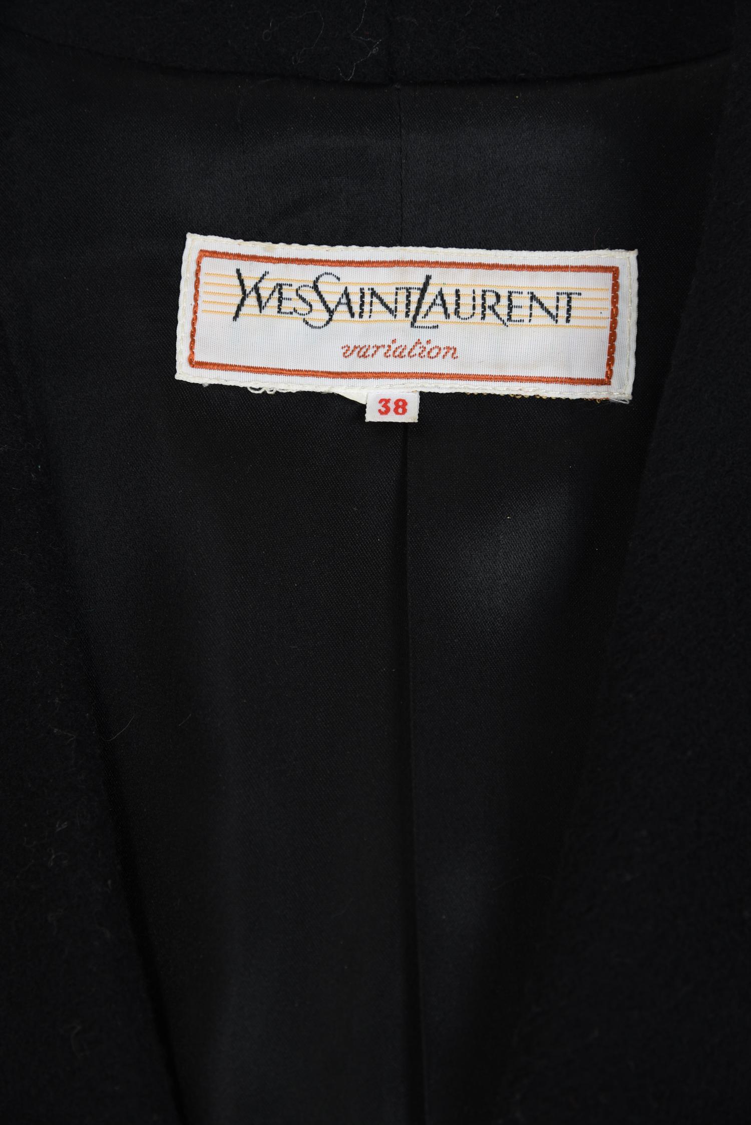 Two Outer Coats, One Unlabeled and One Yves Saint Laurent Wool Coat, 1980s