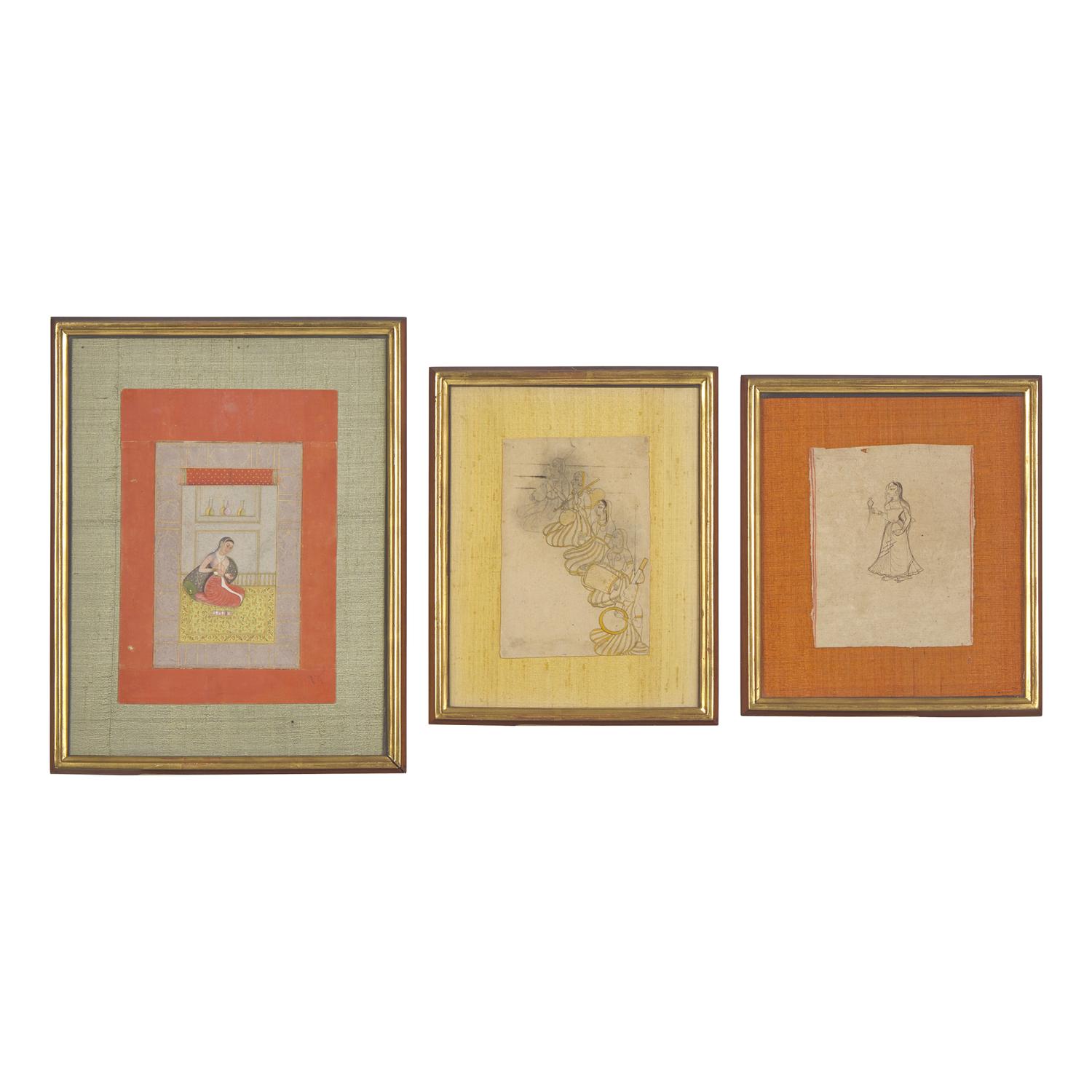 Three Indian Miniatures Depicting Women, 18th/19th Century 印度細密画三幅