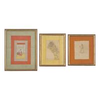 Three Indian Miniatures Depicting Women, 18th/19th Century 印度細密画三幅