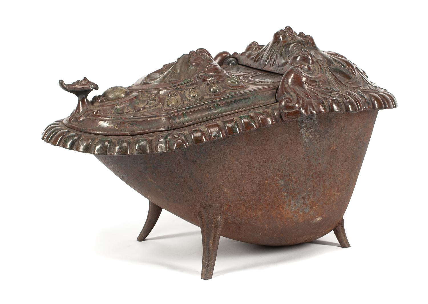 A French Cast Iron Coal Scuttle Width 23 inches. — GODIN-LEMAIRE, GUISE, 19TH CENTURY