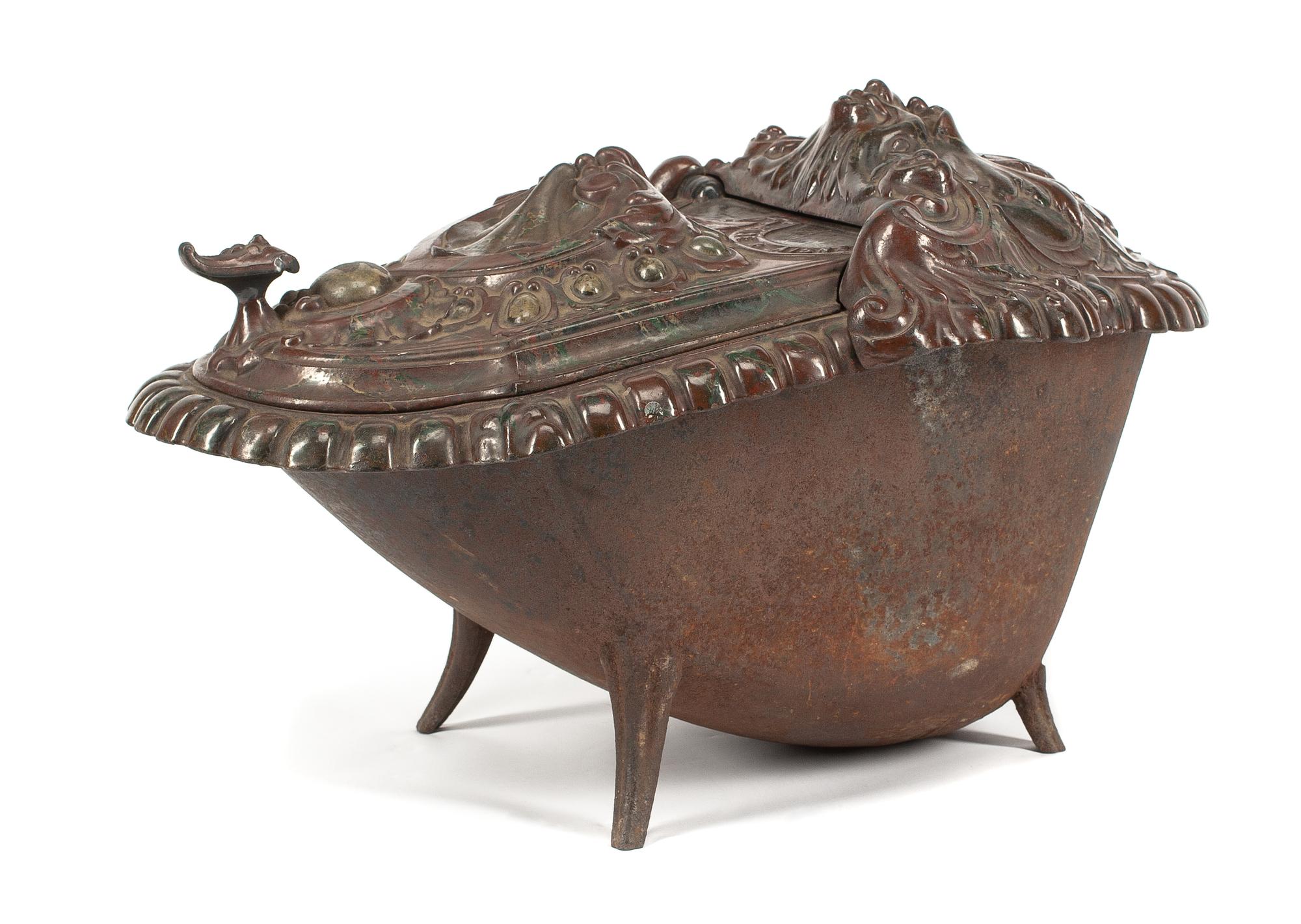 A French Cast Iron Coal Scuttle Width 23 inches. — GODIN-LEMAIRE, GUISE, 19TH CENTURY