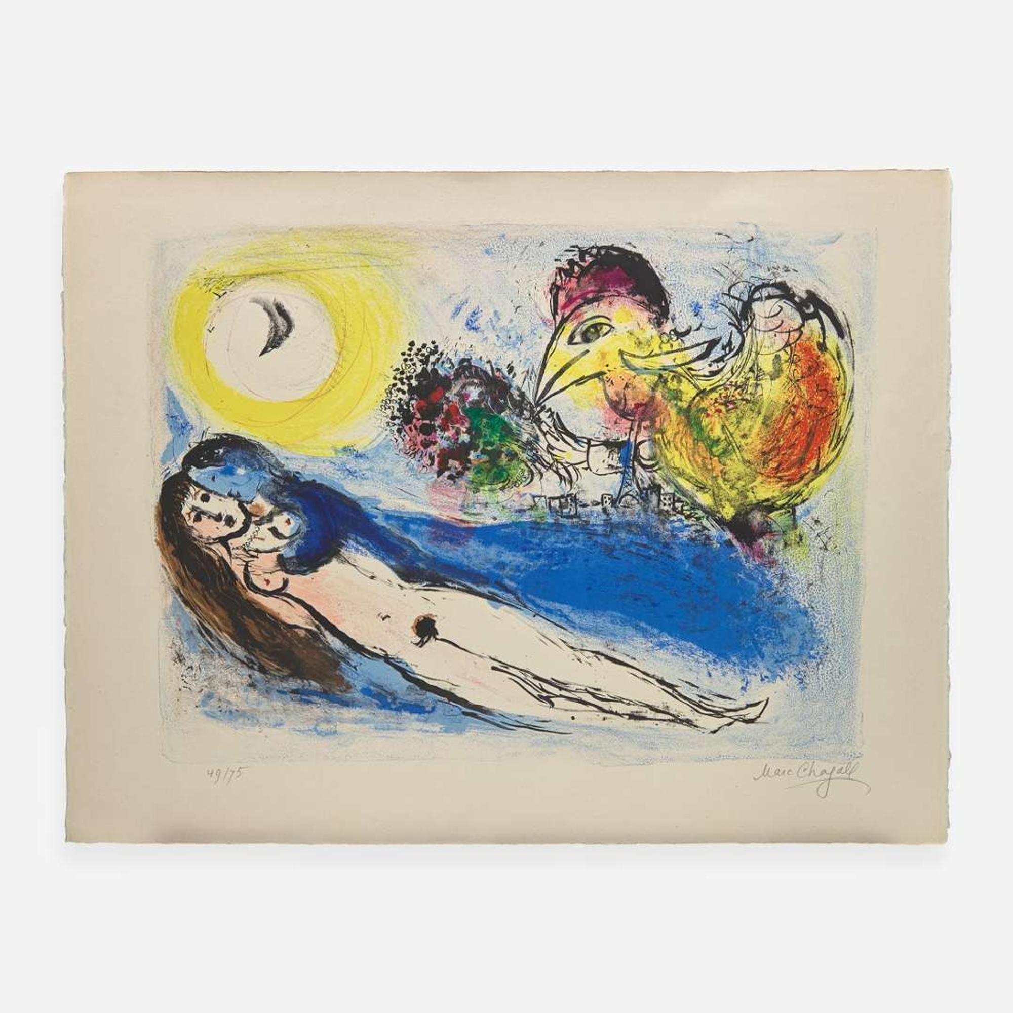 Marc Chagall (French/Russian, 1887-1985) Bonjour sur Paris (from the Centennial Mourlot Portfolio)
