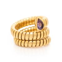 BULGARI, YELLOW GOLD AND AMETHYST 'SERPENTI TUBOGAS' RING