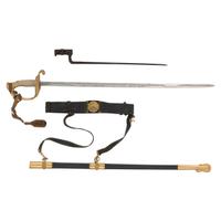 Post Civil War US Navy Model 1852 Officer's Sword, Scabbard & Belt and a Trapdoor Cadet Socket Bayonet