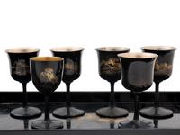 Fifteen Chinese Black and Gilt Lacquer 'Landscape' Articles
