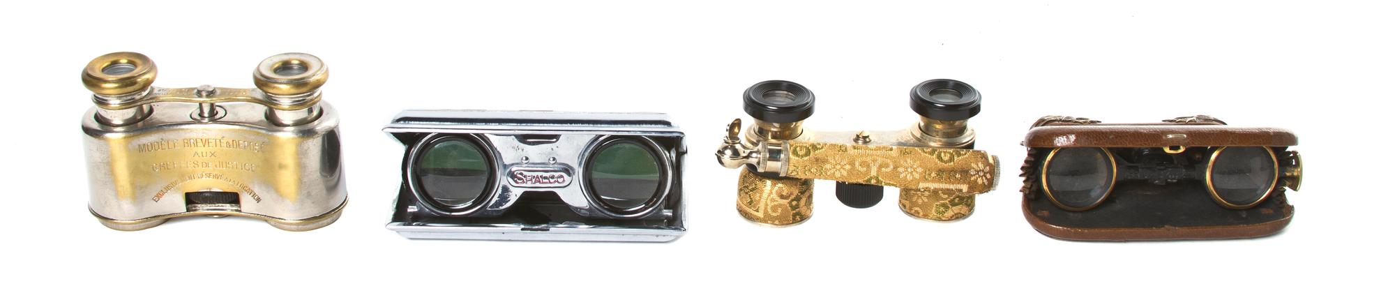 Four Pairs of Opera Glasses, Width of widest overall 4 1/4 inches.