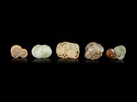Five Jade Carvings of Mushrooms