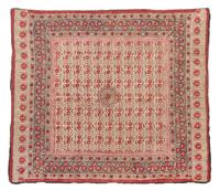 Two Block Printed Cotton Panels 8 feet 2 inches x 6 feet 5 inches, 7 feet 6 1/4 inches x 6 feet 4 inches. — EARLY 20TH CENTURY