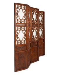 A Chinese Six Panel Hardwood Screen