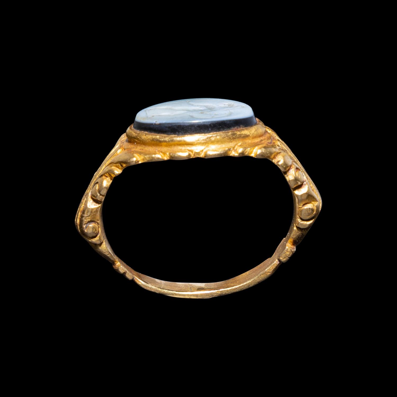 A Roman Gold and Nicolo Ring with Mars